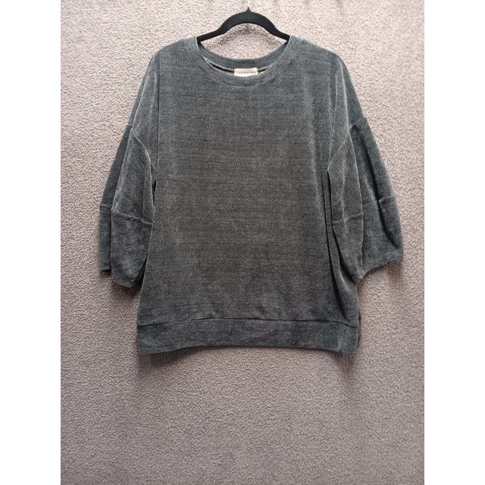 Dress Up Velour Top Women's M Gray Oversized Boxy USA Made Y2K Lounge‎ Boxy